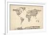 Map of the World Map from Old Sheet Music-Michael Tompsett-Framed Art Print