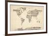 Map of the World Map from Old Sheet Music-Michael Tompsett-Framed Art Print