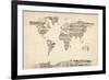 Map of the World Map from Old Sheet Music-Michael Tompsett-Framed Art Print