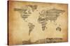 Map of the World Map from Old Sheet Music-Michael Tompsett-Stretched Canvas