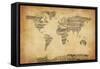 Map of the World Map from Old Sheet Music-Michael Tompsett-Framed Stretched Canvas