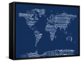 Map of the World Map from Old Sheet Music-Michael Tompsett-Framed Stretched Canvas