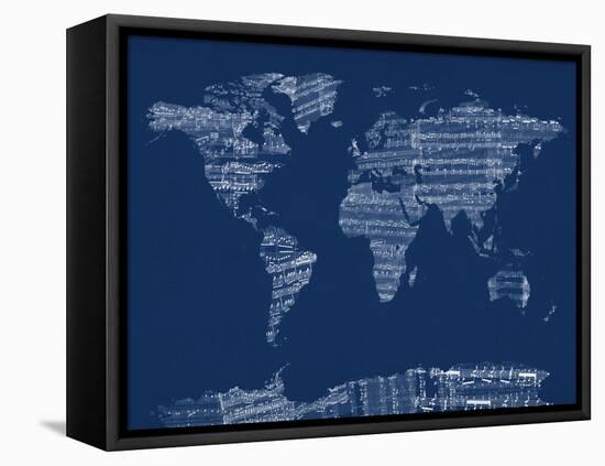 Map of the World Map from Old Sheet Music-Michael Tompsett-Framed Stretched Canvas