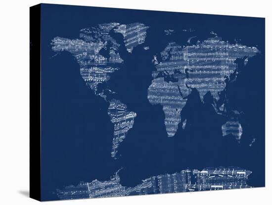 Map of the World Map from Old Sheet Music-Michael Tompsett-Stretched Canvas