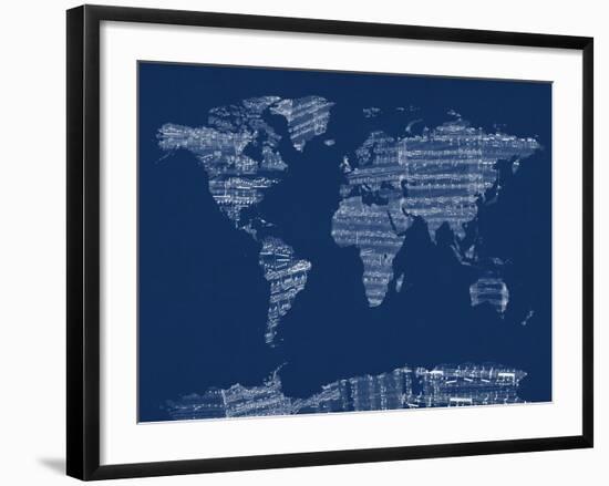 Map of the World Map from Old Sheet Music-Michael Tompsett-Framed Art Print