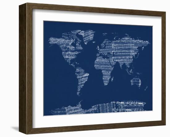 Map of the World Map from Old Sheet Music-Michael Tompsett-Framed Art Print