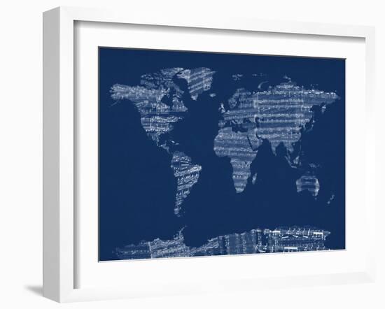 Map of the World Map from Old Sheet Music-Michael Tompsett-Framed Art Print