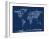 Map of the World Map from Old Sheet Music-Michael Tompsett-Framed Art Print