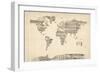 Map of the World Map from Old Sheet Music-Michael Tompsett-Framed Art Print