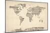 Map of the World Map from Old Sheet Music-Michael Tompsett-Mounted Art Print