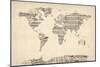 Map of the World Map from Old Sheet Music-Michael Tompsett-Mounted Premium Giclee Print
