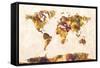 Map of the World Map Watercolor Painting-Michael Tompsett-Framed Stretched Canvas