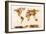 Map of the World Map Watercolor Painting-Michael Tompsett-Framed Art Print