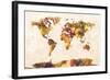 Map of the World Map Watercolor Painting-Michael Tompsett-Framed Art Print