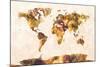 Map of the World Map Watercolor Painting-Michael Tompsett-Mounted Art Print