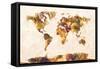 Map of the World Map Watercolor Painting-Michael Tompsett-Framed Stretched Canvas