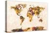 Map of the World Map Watercolor Painting-Michael Tompsett-Stretched Canvas