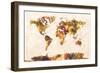 Map of the World Map Watercolor Painting-Michael Tompsett-Framed Premium Giclee Print