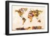 Map of the World Map Watercolor Painting-Michael Tompsett-Framed Premium Giclee Print