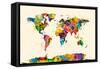 Map of the World Map Watercolor-Michael Tompsett-Framed Stretched Canvas