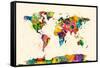 Map of the World Map Watercolor-Michael Tompsett-Framed Stretched Canvas