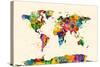 Map of the World Map Watercolor-Michael Tompsett-Stretched Canvas