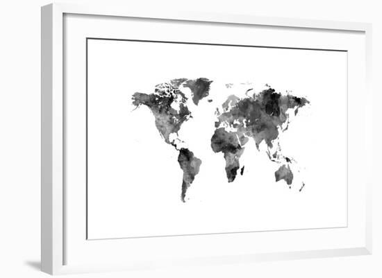 Map of the World Map Watercolor-Michael Tompsett-Framed Art Print