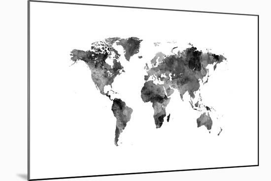 Map of the World Map Watercolor-Michael Tompsett-Mounted Art Print