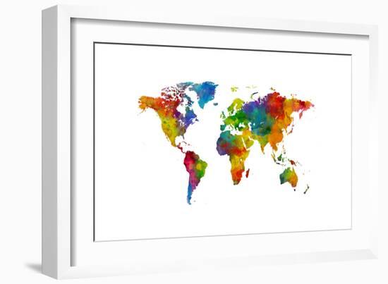 Map of the World Map Watercolor-Michael Tompsett-Framed Art Print