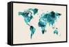 Map of the World Map Watercolor-Michael Tompsett-Framed Stretched Canvas