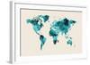 Map of the World Map Watercolor-Michael Tompsett-Framed Art Print