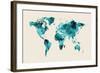 Map of the World Map Watercolor-Michael Tompsett-Framed Art Print