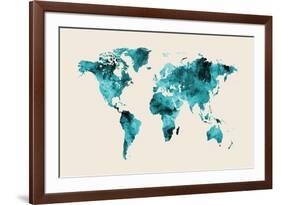 Map of the World Map Watercolor-Michael Tompsett-Framed Art Print