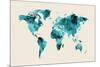 Map of the World Map Watercolor-Michael Tompsett-Mounted Art Print