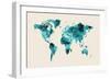 Map of the World Map Watercolor-Michael Tompsett-Framed Art Print