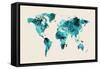 Map of the World Map Watercolor-Michael Tompsett-Framed Stretched Canvas