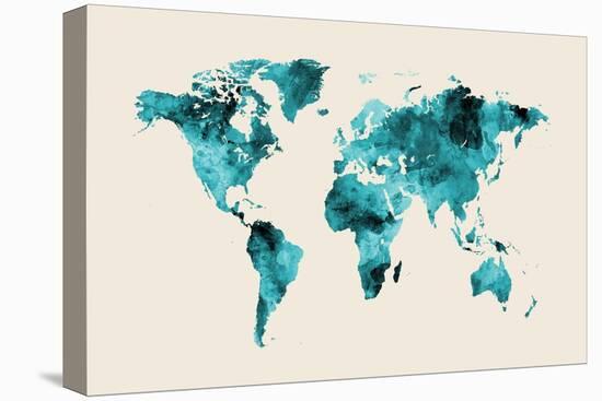 Map of the World Map Watercolor-Michael Tompsett-Stretched Canvas