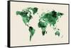 Map of the World Map Watercolor-Michael Tompsett-Framed Stretched Canvas
