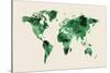 Map of the World Map Watercolor-Michael Tompsett-Stretched Canvas