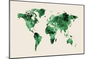 Map of the World Map Watercolor-Michael Tompsett-Mounted Art Print