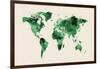 Map of the World Map Watercolor-Michael Tompsett-Framed Art Print