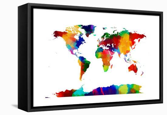 Map of the World Map-Michael Tompsett-Framed Stretched Canvas