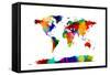 Map of the World Map-Michael Tompsett-Framed Stretched Canvas