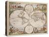 Map Of The World: 'Nova Orbis Tabula in Lucem Edita'. Amsterdam. 1680-Frederick de Wit-Stretched Canvas
