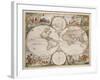 Map Of The World: 'Nova Orbis Tabula in Lucem Edita'. Amsterdam. 1680-Frederick de Wit-Framed Giclee Print