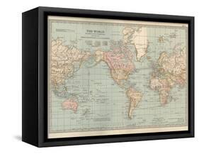 Map of the World on Mercator's Projection, Showing the Chief Countries and their Colonies-Encyclopaedia Britannica-Framed Stretched Canvas