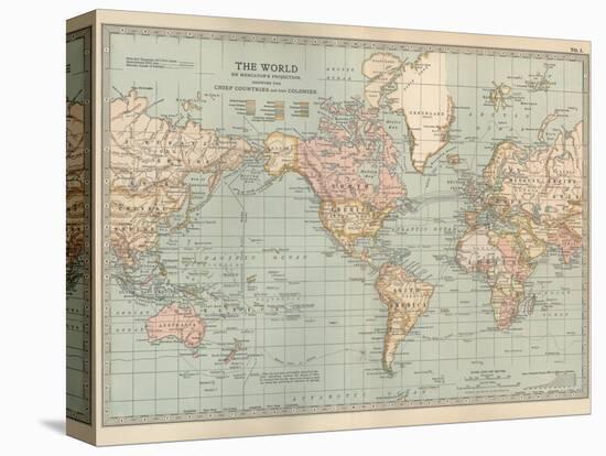 Map of the World on Mercator's Projection, Showing the Chief Countries and their Colonies-Encyclopaedia Britannica-Stretched Canvas