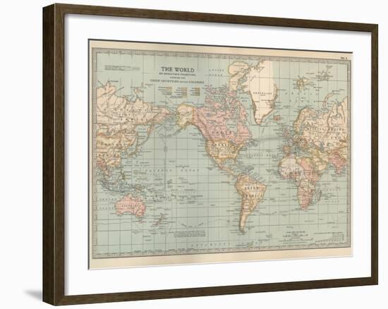 Map of the World on Mercator's Projection, Showing the Chief Countries and their Colonies-Encyclopaedia Britannica-Framed Art Print