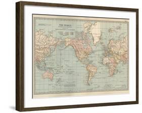 Map of the World on Mercator's Projection, Showing the Chief Countries and their Colonies-Encyclopaedia Britannica-Framed Art Print