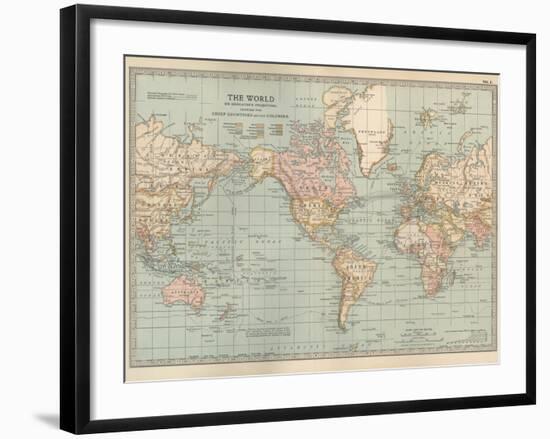 Map of the World on Mercator's Projection, Showing the Chief Countries and their Colonies-Encyclopaedia Britannica-Framed Art Print